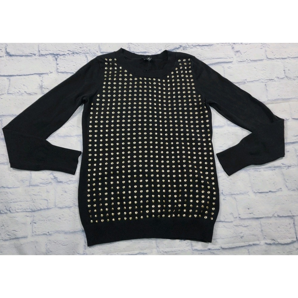 Express WOMENS SIZE M Black Gold Studded Sweater Long Sleeve